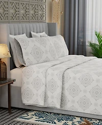 Color Sense Brushed Cool Crisp Printed Cotton 4-Pc. Sheet Set