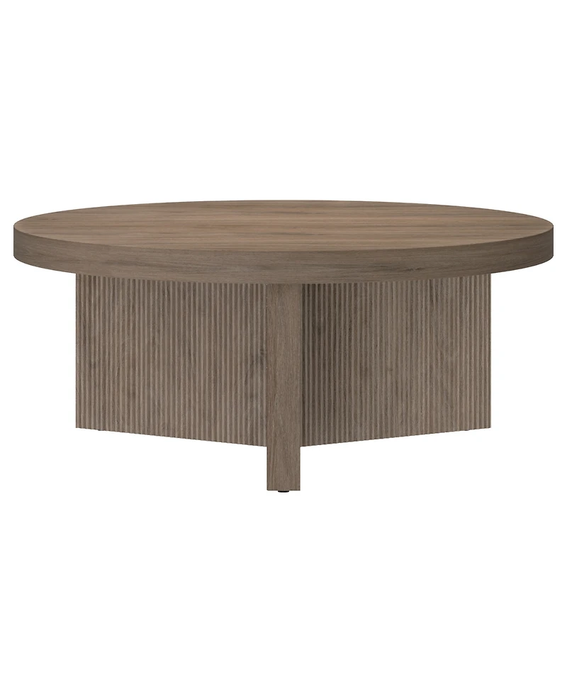 Hudson & Canal Holm 36" Wood Wide Round Coffee Table