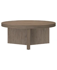 Hudson & Canal Holm 36" Wood Wide Round Coffee Table
