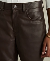 Reiss Women's Leather Slim-Leg Pants