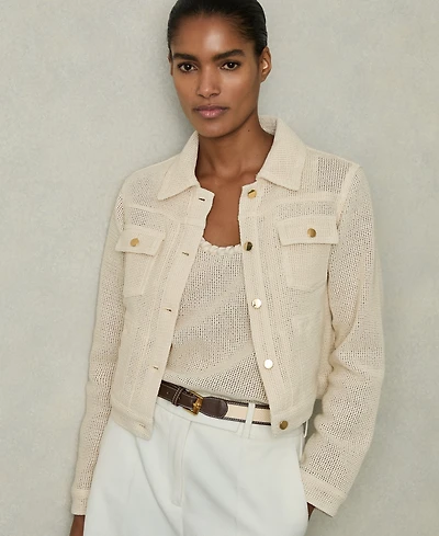Reiss Women's Renzo Textured Trucker Jacket