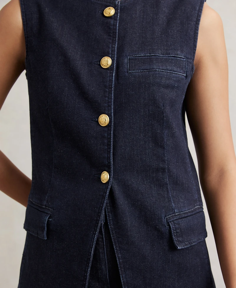 Reiss Women's Athena Denim Longline Waistcoat