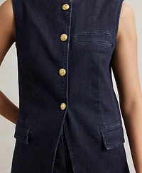 Reiss Women's Athena Denim Longline Waistcoat