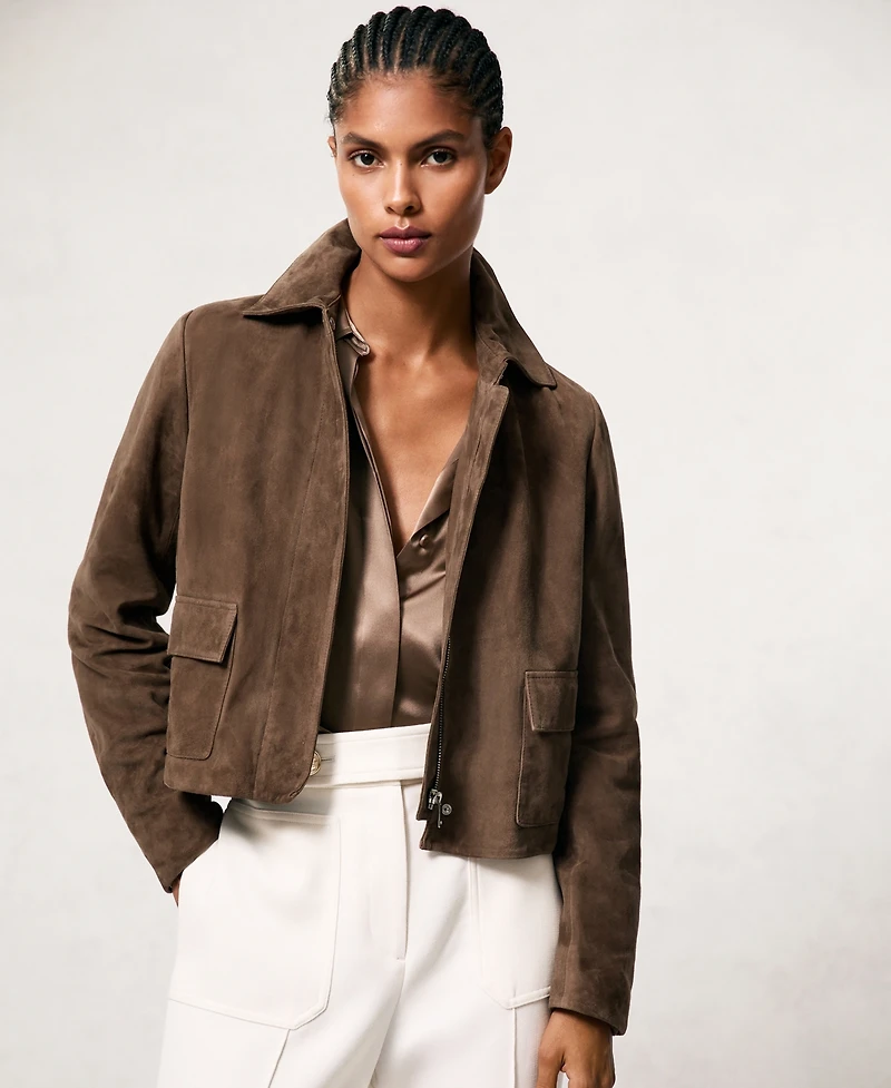 Reiss Women's Drew Cropped Suede Jacket