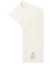 Lauren Ralph Cable Scarf With Direct Embroidery And Stones