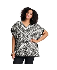 Avenue Women's Crochet Trim Poncho Top