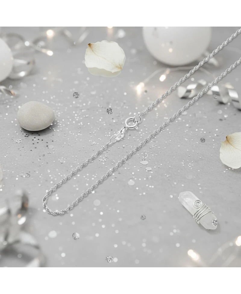 Bling Jewelry Thin 2MM 030 Gauge Strong .925 Sterling Silver Rope Link Chain Necklace