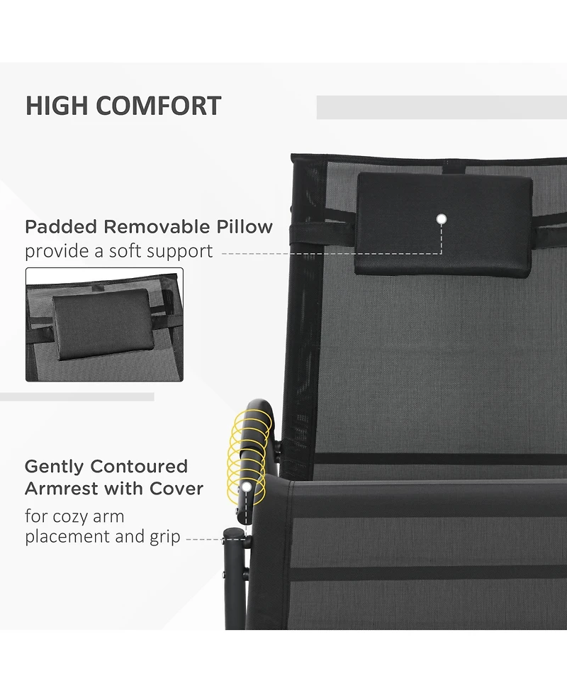 Outsunny Outdoor Rocking Chair Chaise Lounge Chair for Sun ning