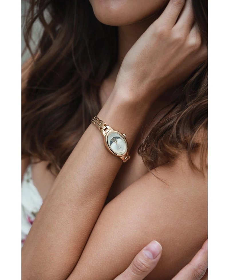 Peugeot Women's Gold 30x25mm Sun Moon Dial Link Bracelet Watch