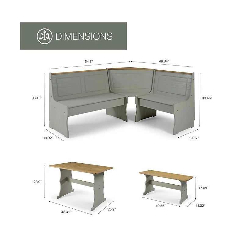 Os Home and Office Furniture Solid Pine Corner Dining Booth in Corona