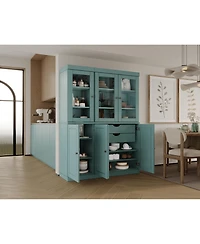 Palace Imports 100% Solid Wood 48.5" Pantry China Cabinet with Raised Panel, Clear Glass Doors, 2-Drawers & Adjustable Shelves