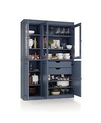 Palace Imports 100% Solid Wood 48.5" Pantry China Cabinet with Raised Panel, Clear Glass Doors, 2-Drawers & Adjustable Shelves