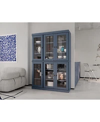 Palace Imports 100% Solid Wood 48.5" Pantry China Cabinet with Clear Glass Doors & Adjustable Shelves