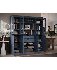 Palace Imports 100% Solid Wood 65" Pantry China Cabinet with Raised Panel, Clear Glass Doors, 2-Drawers & Adjustable Shelves