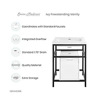 Ivy 24" Freestanding Bathroom Vanity in Black with Sink Top