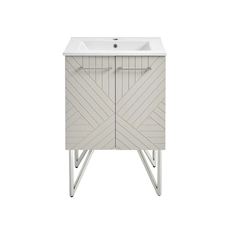 Annecy 24" Freestanding Bathroom Vanity in Greige with Sink Top