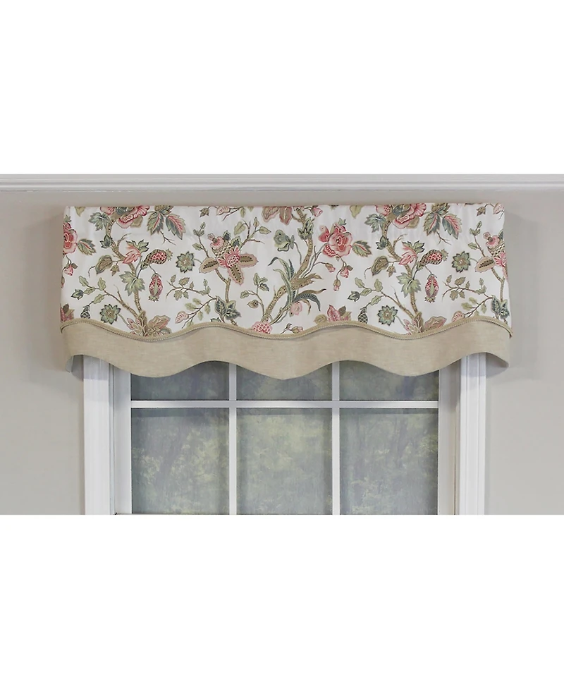 Rlf Home Gianna Glory Valance Red. 3" Rod Pocket, Layered, Trimmed. 50"W X 16"L