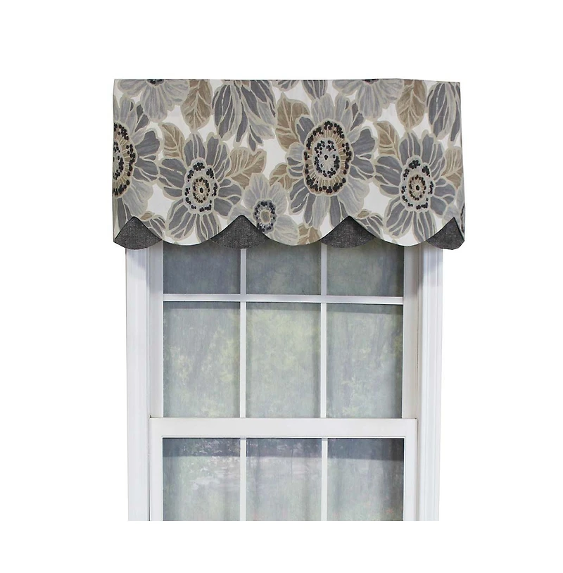 Rlf Home Verona Petticoat Modern Premium Design Printed Valance 3" Rod Pocket 50" x 15" Sand/Gray