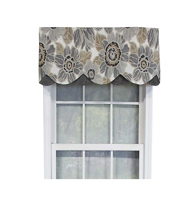 Rlf Home Verona Petticoat Modern Premium Design Printed Valance 3" Rod Pocket 50" x 15" Sand/Gray