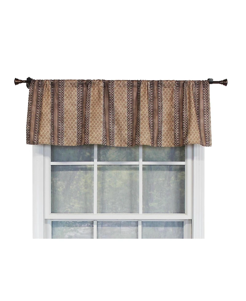 Rlf Home Spice Stripe Tailored 100% Cotton with Fully Lined 3" Rod Pocket Valnance for Windows 50" x 14" Mulberry
