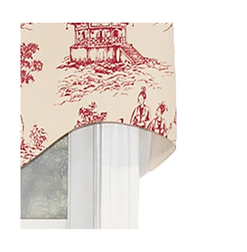 Naomi Regal Oriental Motive 3" Rod Pocket Valance 50" x 17" Red by Rlf Home