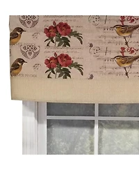 Rlf Home Song Bird Banded 100% Cotton with Fully Lined 3" Rod Pocket Valnance for Windows 50" x 15" Beige