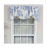 Rlf Home Natalie Bell Floral Print Extra Wide Window Treatment Valance 3" Rod Pocket 65" x 16" Cyan Blue