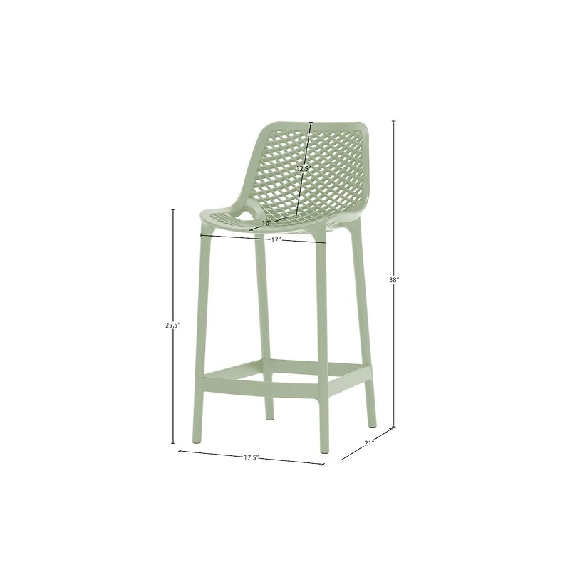 Meridian Furniture Mykonos Mint Outdoor Patio Stool, Set of 4
