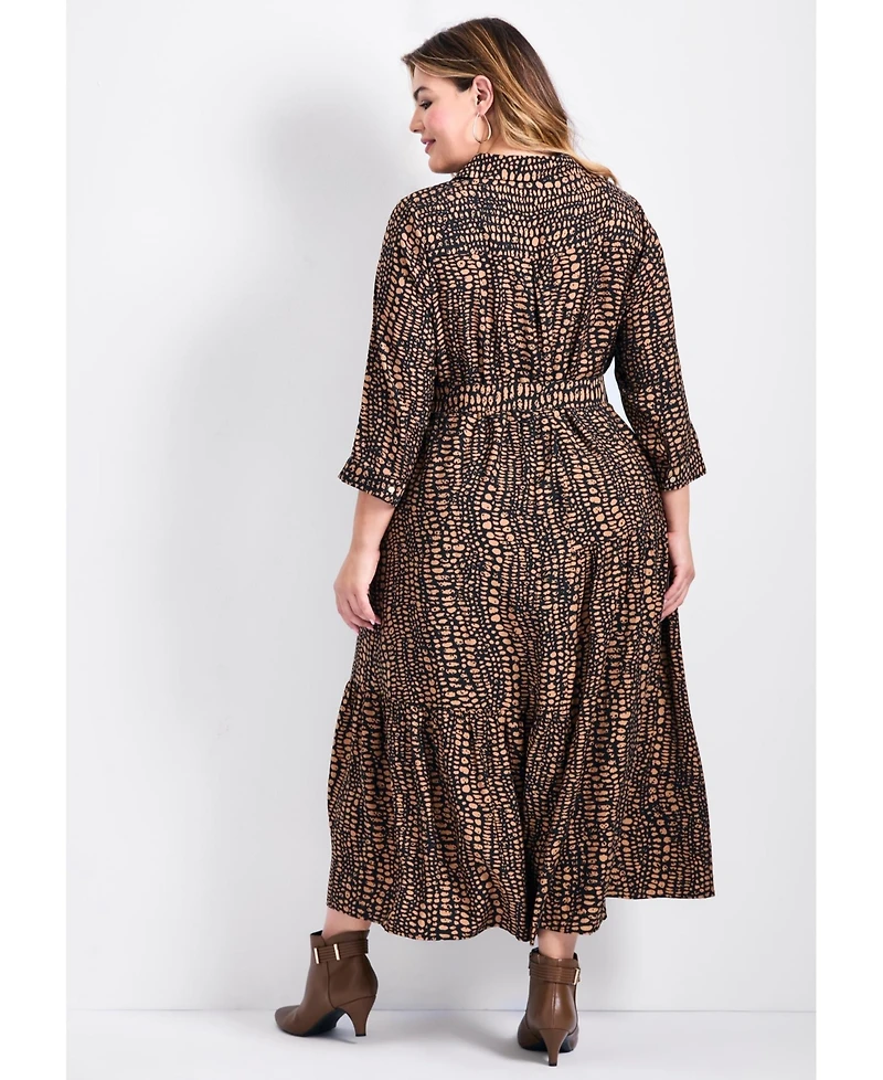 Avenue Women's Plus Flora Belted Shirtdress