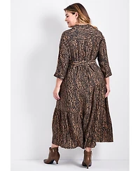 Avenue Women's Plus Flora Belted Shirtdress