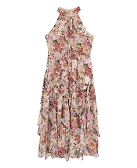 Rare Editions Girls 7-16 Halter Neck Printed Burnout Chiffon Maxi Dress