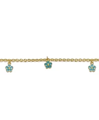GiGiGirl Sterling Silver 14K Gold Plated with Colored Enamel Daisy Charm Bracelet