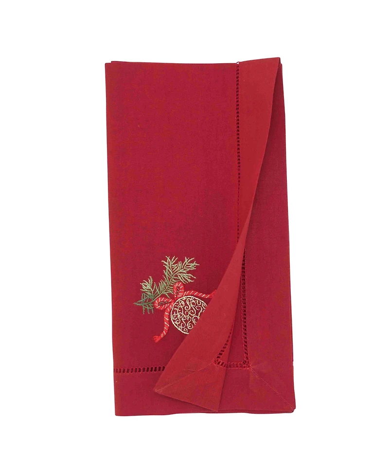 Saro Lifestyle Embr'D Ornament Hemstitch Napkin, Set of 6