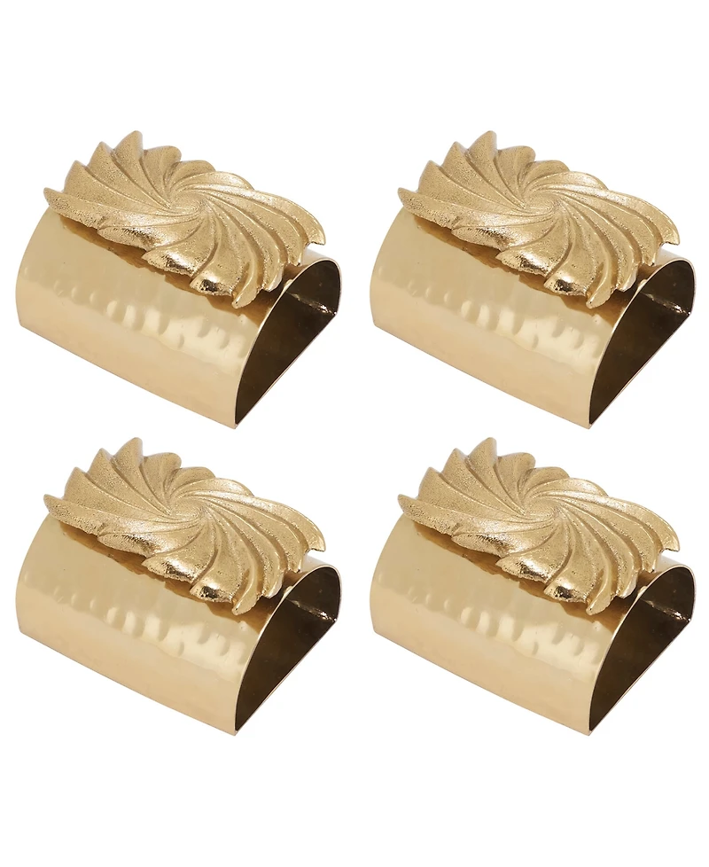 Saro Lifestyle Spun Shine Hammered Napkin Ring, Set of 4
