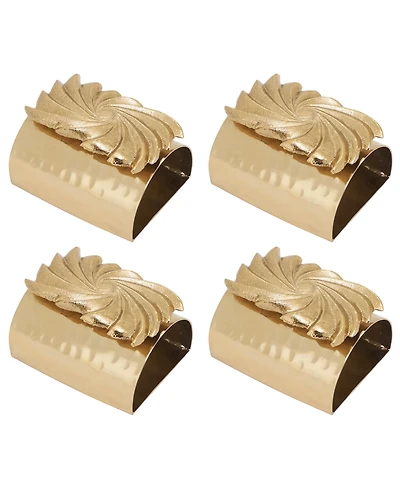 Saro Lifestyle Spun Shine Hammered Napkin Ring, Set of 4
