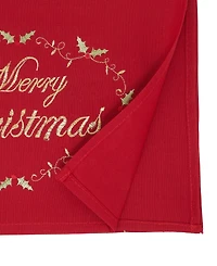 Saro Lifestyle Merry Christmas Embroidered Design Table Runner, 14" x 120"
