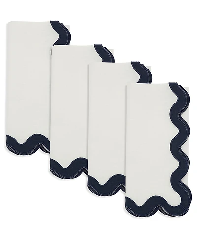 Saro Lifestyle Linen Soft Hue Scallop Napkin, Set of 4