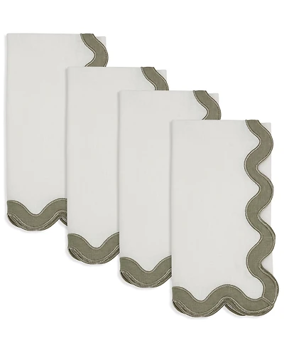 Saro Lifestyle Linen Soft Hue Scallop Napkin, Set of 4