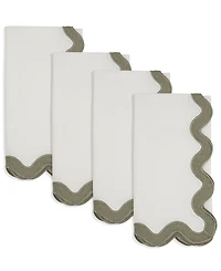 Saro Lifestyle Linen Soft Hue Scallop Napkin, Set of 4