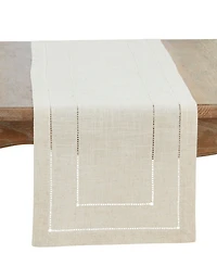 Saro Lifestyle Linen Blend Toscana Double Hemstitched Table Runner, 16" x 90"