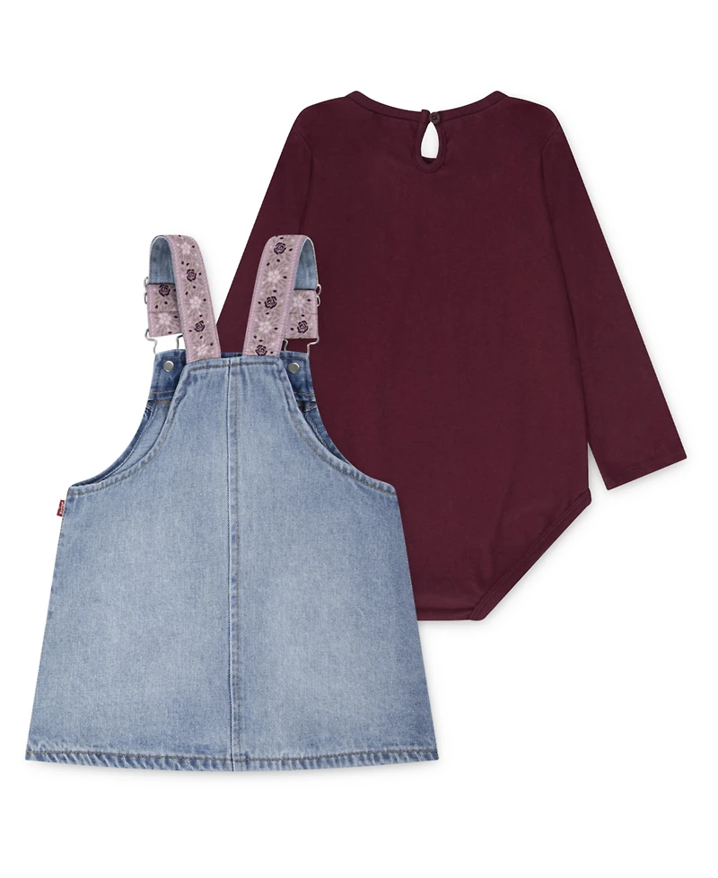 Levi's Baby Girls Long-Sleeve Bodysuit and Western Skirtall, 2-Piece Set