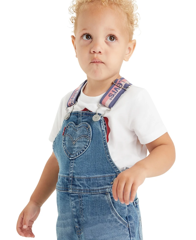 Levi's Baby Girls Heart Pocket Denim Sleeveless Overalls