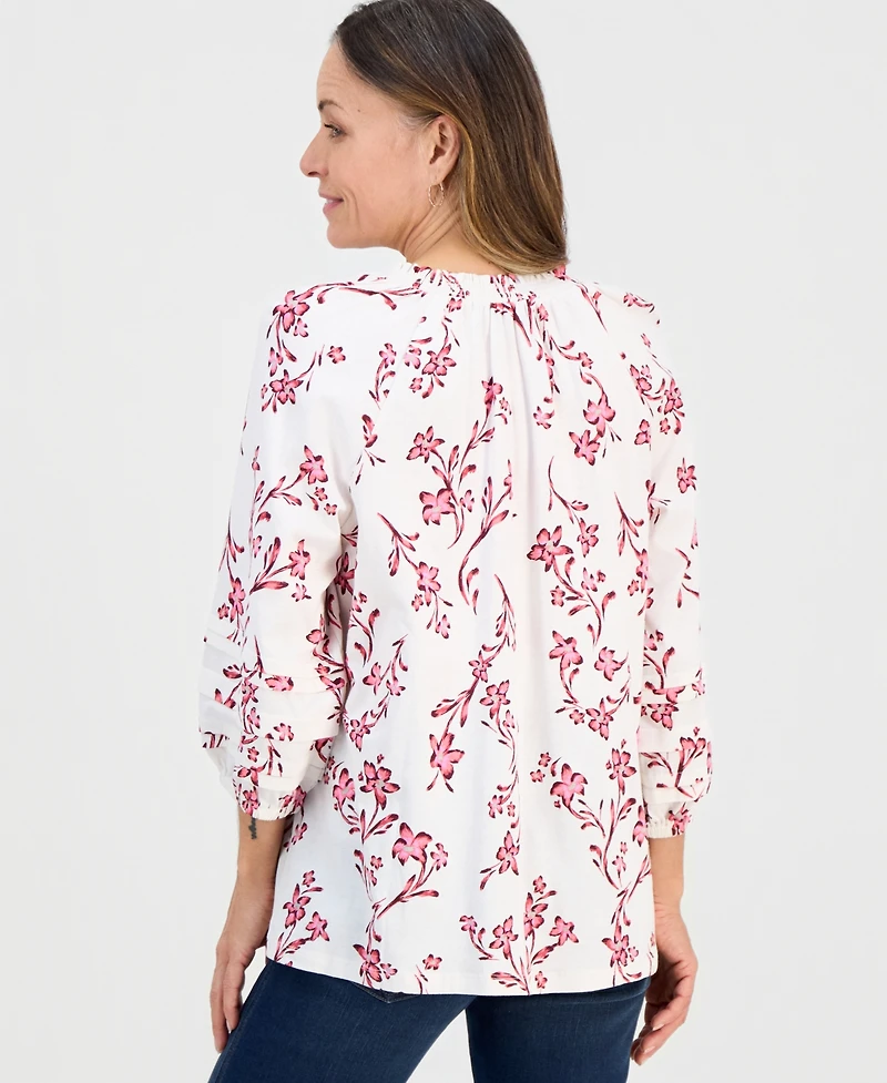 Style & Co Petite Smock-Neck Floral-Print Blouse, Macy's Exclusive