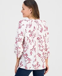 Style & Co Petite Smock-Neck Floral-Print Blouse, Macy's Exclusive