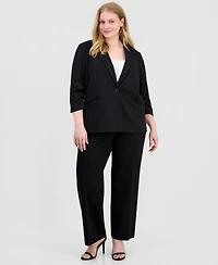 Ak Anne Klein Plus Scrunch 3/4-Sleeve Blazer