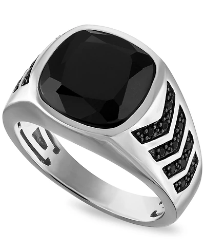 Esquire Men's Jewelry Black Onyx and Black Spinel Stones Ring in Sterling Silver