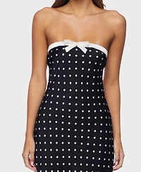 Alex & Sophia Juniors' Polka Dot with Bow Strapless Dress