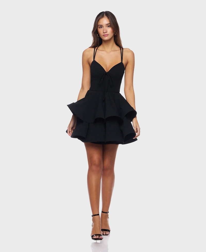 Alex & Sophia Juniors' Double Layer Drop V-Neck Dress