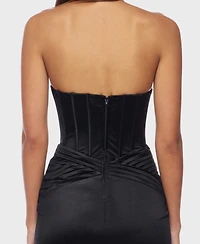 Alex & Sophia Juniors' Strapless Bustier Pleated-Waist Dress