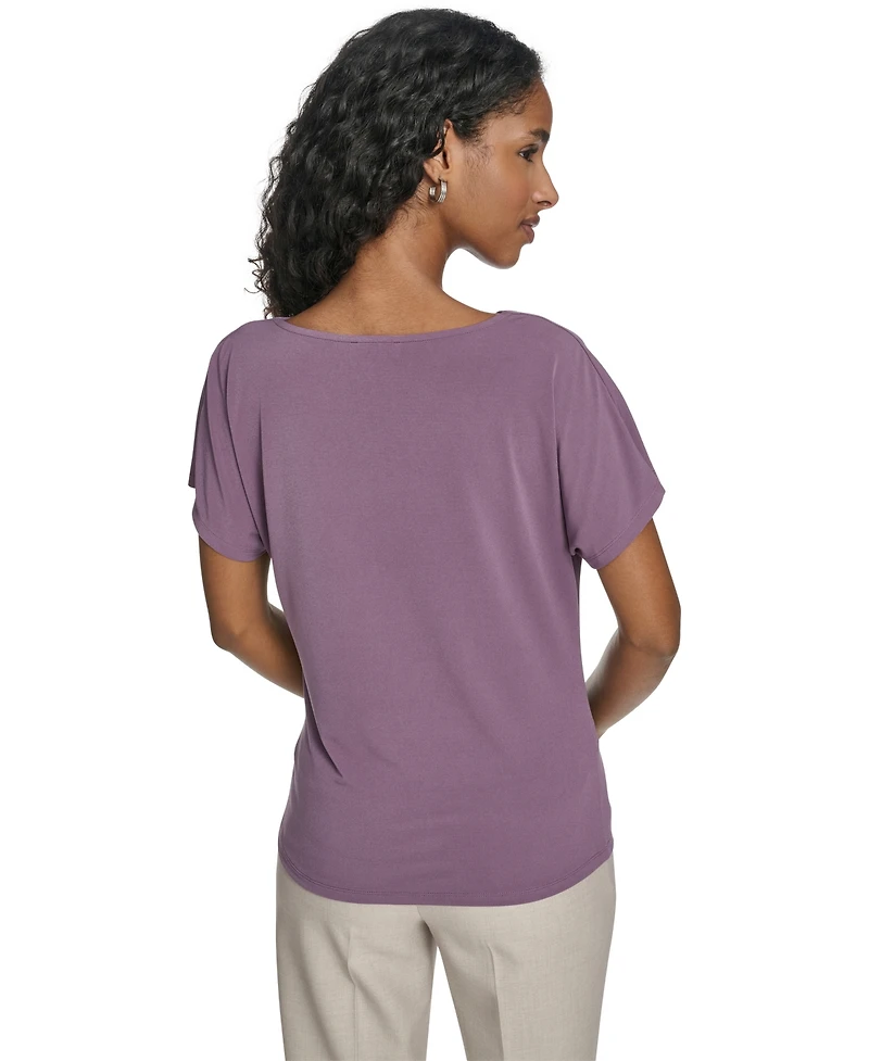 Calvin Klein Women's Drape Front Short-Sleeve Top
